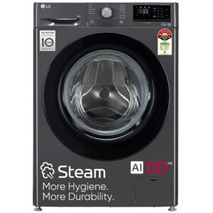 LG 8 Kg 5 Star Inverter AI Direct-Drive Touch Panel Fully Automatic Front Load Washing Machine (FHV1408Z2M, Steam for Hygiene, In-Built Heater, 6 Motion DD, Middle Black)