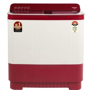 Panasonic 12 kg 5 Star Semi-Automatic Glass Lid Top Loading Washing Machine with Powerful Motor (NA-W120H6RRB, Red, Active Foam System)