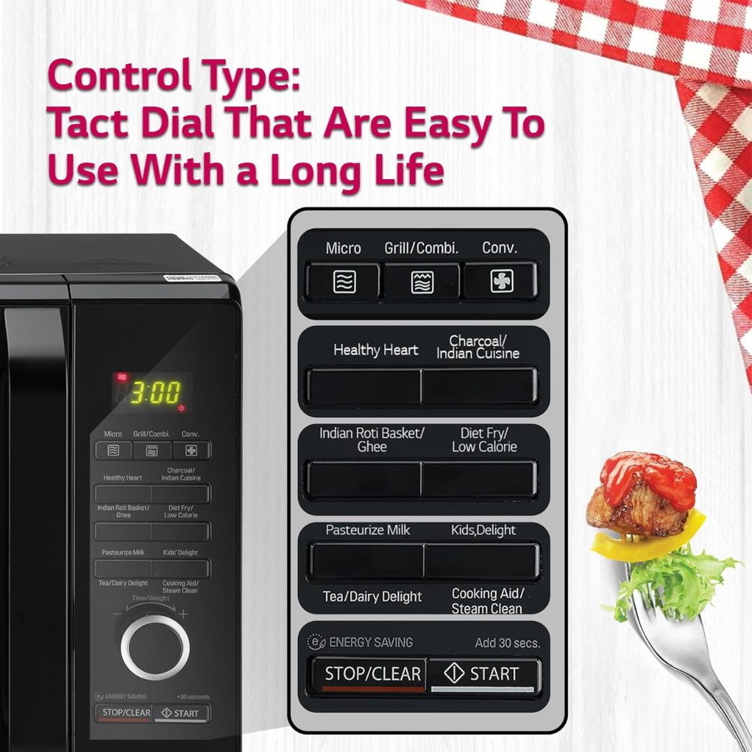 LG 28 L Charcoal Convection Healthy Microwave Oven (MJ2887BWUM, Black ...