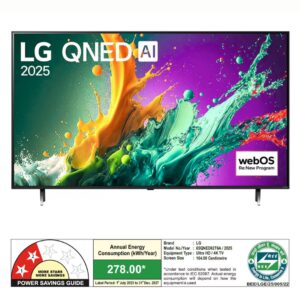 LG 164cm (65) QNED AI TV (QNED82), α5 Gen7 AI Processor 4K, 60Hz Native Refresh Rate, 20W Audio Output